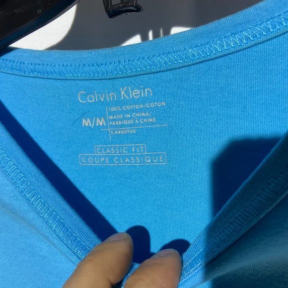 Calvin Klein Wide Neck T Shirt‎ Blue - Picture 2 of 4